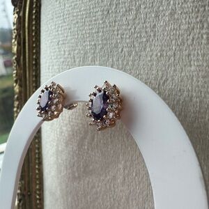 Luxury Purple and white Zirconia 🪻Gold Filled Earrings